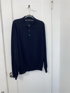 Classic Long Sleeve Polo Sweater - Navy